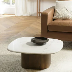Table basse 80 cm plateau marbre blanc de Banswara TOSCA