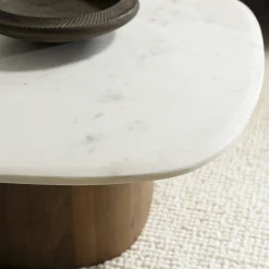 Table basse 80 cm plateau marbre blanc de Banswara TOSCA