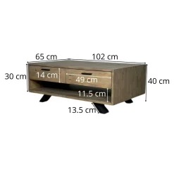 Table basse contemporaine bois recyclé VITTORIA