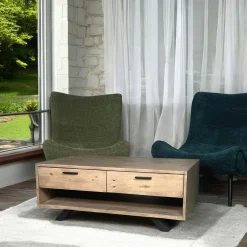 Table basse contemporaine bois recyclé VITTORIA