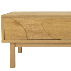 Table basse couleur naturelle 2 tiroirs 2 niches décor motif arrondi ELTON