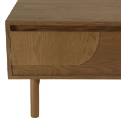 Table basse couleur naturelle 2 tiroirs motif arrondi 2 niches CORIA