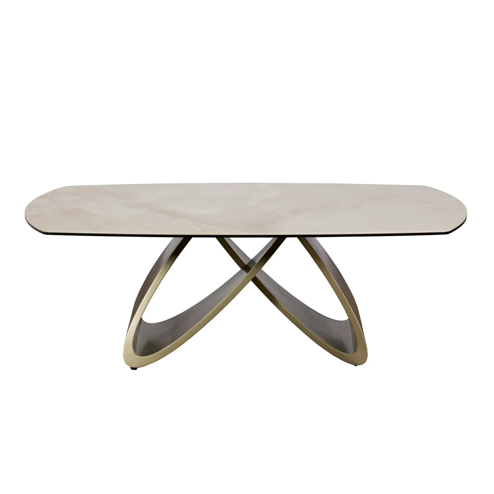 Table basse céramique brillante et pied graphique SYRA