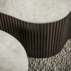 Table basse céramique 3D pied foncé 135 cm (lot de 2) MAHAL