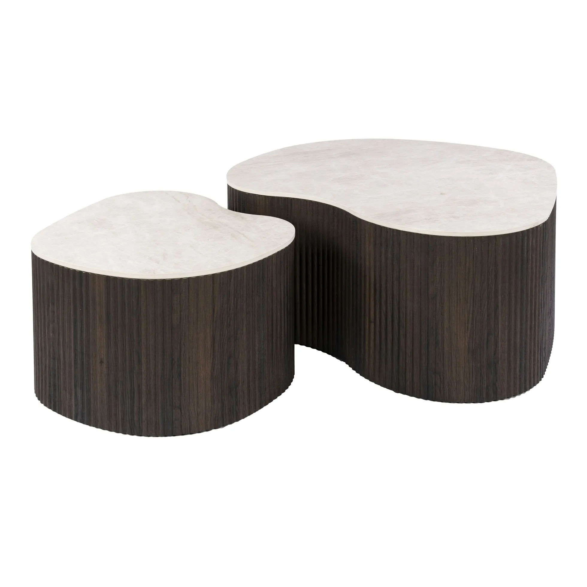 Table basse céramique 3D pied foncé (lot de 2) MAHAL