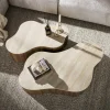 Table basse céramique 3D pied rainuré 135 cm (lot de 2) MAHAL