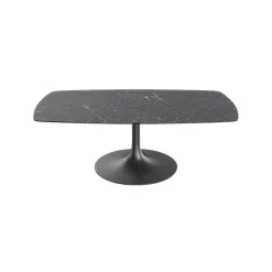Table basse céramique grise marbrée, pied tulipe 115 cm LIGURIE