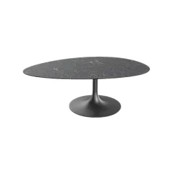 Table basse céramique grise marbrée, pied tulipe LIGURIE