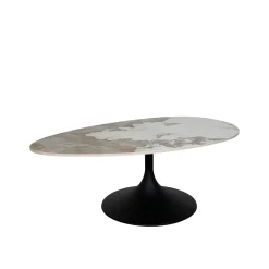Table basse céramique marbrée, pied tulipe LIGURIE