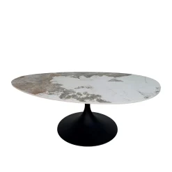 Table basse céramique marbrée, pied tulipe LIGURIE