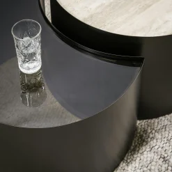 Table basse céramique verre fumé demi-lune (lot de 2) MAHAL