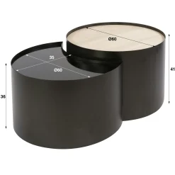 Table basse céramique verre fumé demi-lune (lot de 2) MAHAL
