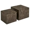 Table basse cube design effet marbre brun (lot de 2) TORANO