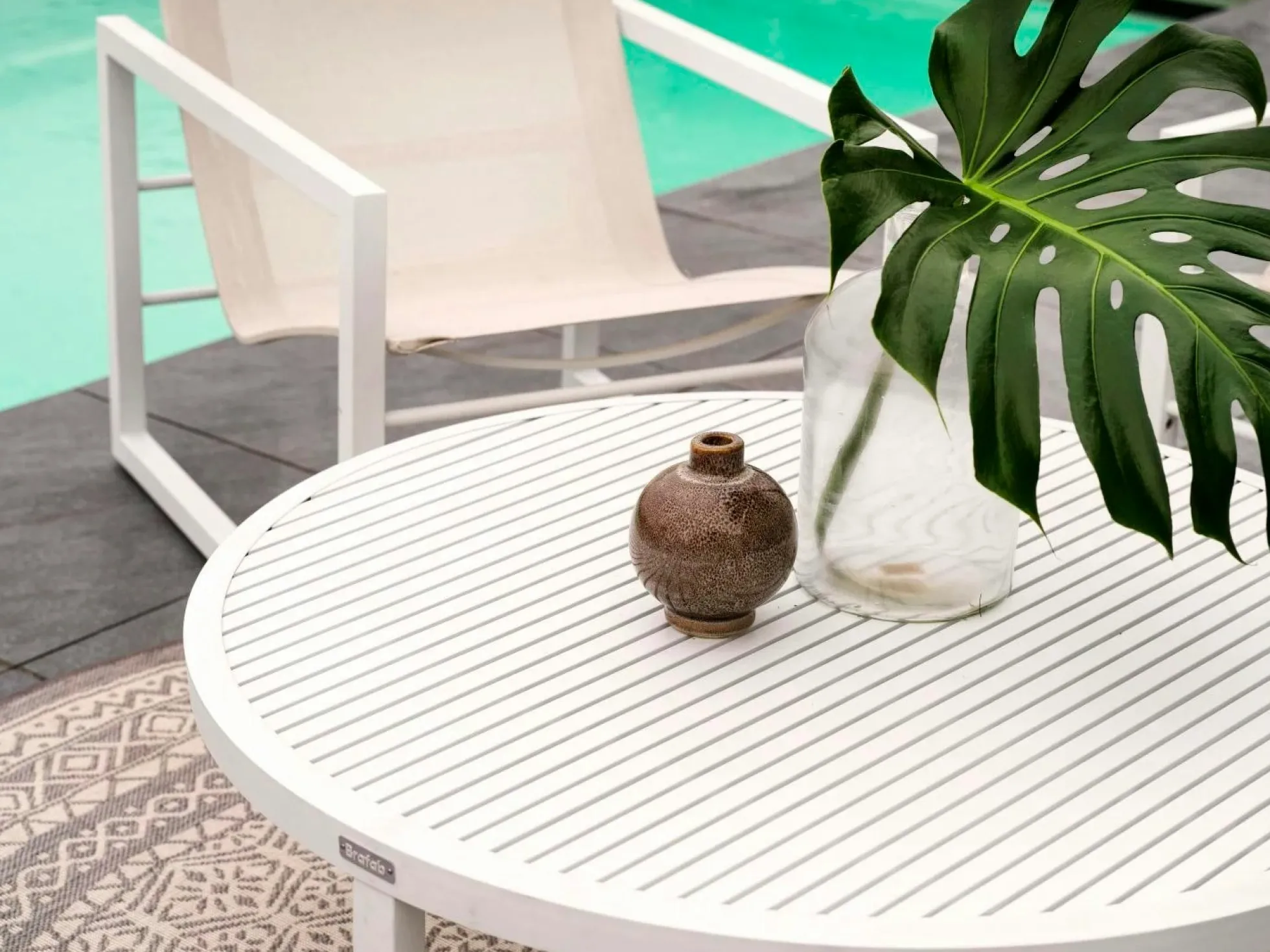 Table basse de jardin en aluminium blanc D 100 cm OSLO