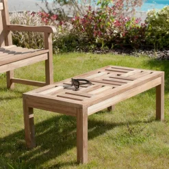 Table basse de jardin en Teck brut massif 100cm SUMMER