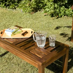 Table basse de jardin en teck huilé 100 cm MACAO