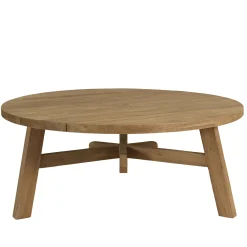 Table basse de jardin ronde en bois de teck recyclé naturel D95 cm SANTO
