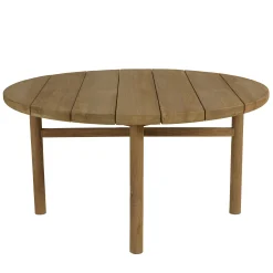 Table basse de jardin ronde en bois de teck recyclé naturel D80 cm SANTO