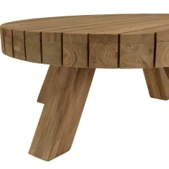 Table basse de jardin ronde teck recyclé naturel MANY