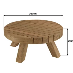 Table basse de jardin ronde teck recyclé naturel MANY