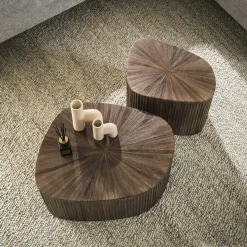 Table basse design en bois de teck avec plateau étoilé (lot de 2) YOGY