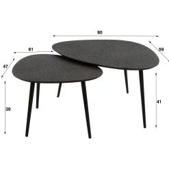 Table basse design organique grise (2 pièces) RALF