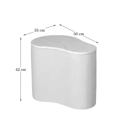 Table basse design organique marbre bois foncé 50 cm DUOMO