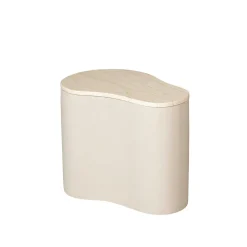 Table basse design organique marbre bois sable 50 cm DUOMO