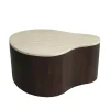 Table basse design organique marbre bois foncé 77 cm DUOMO