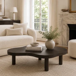 Table basse design organique en chêne brun LOREN