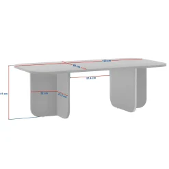 Table basse design organique décor travertin et noyer MARFA