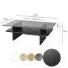Table basse design 2 plateaux, verre fumé et noir SALTA