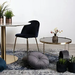Table basse design verre et effet laiton ø70 cm TULUM