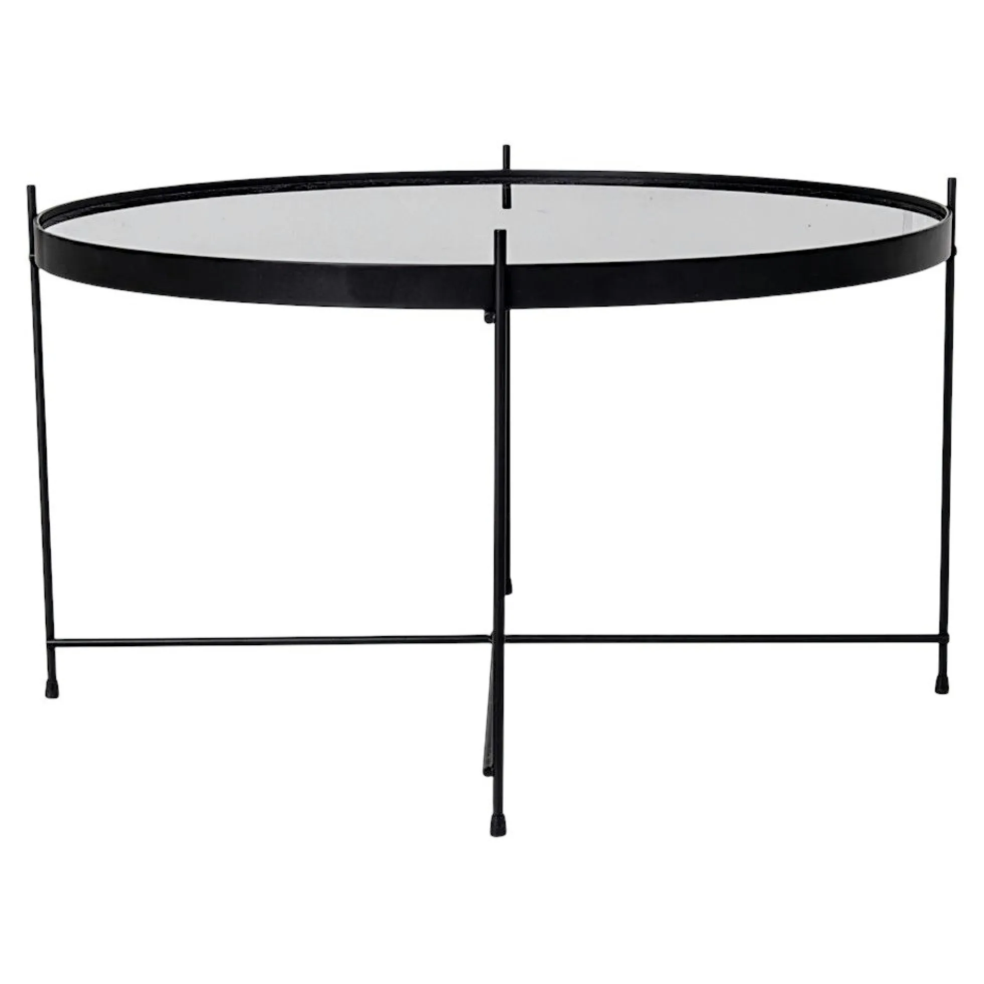 Table basse design verre métal noir ø70 cm TULUM
