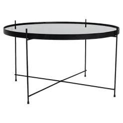 Table basse design verre métal noir ø70 cm TULUM