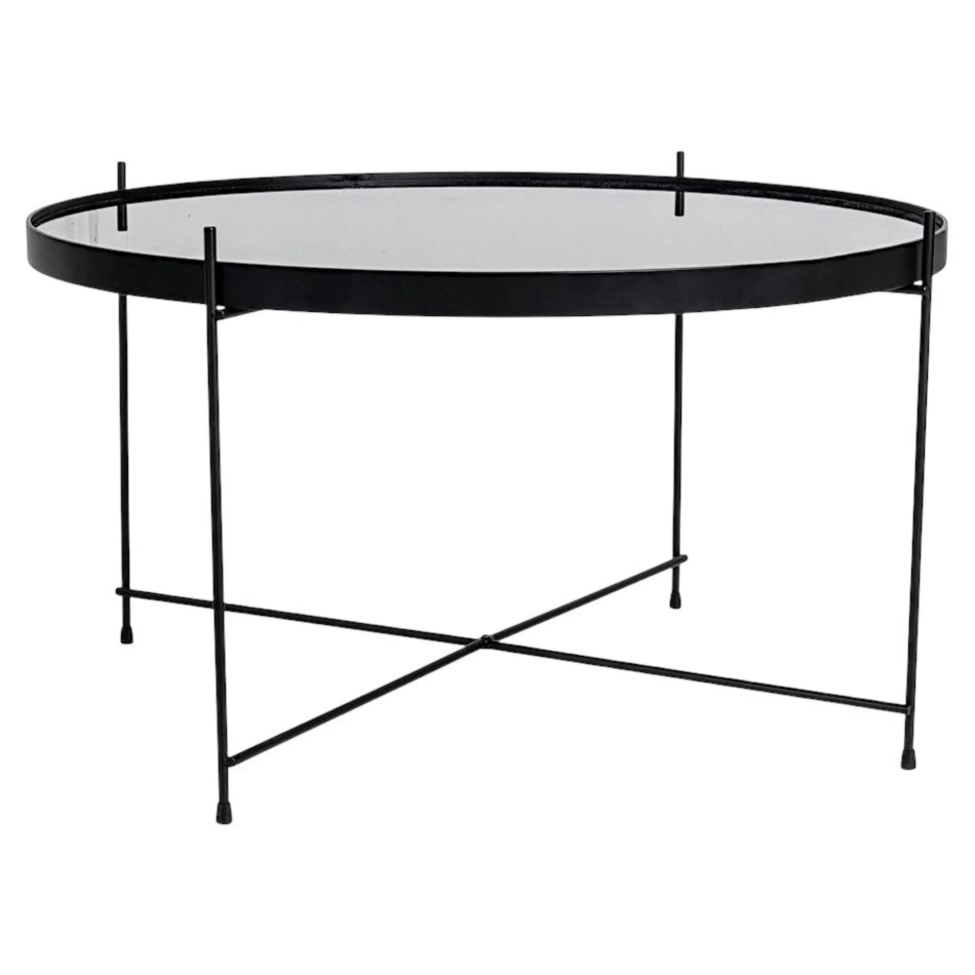 Table basse design verre métal noir ø70 cm TULUM