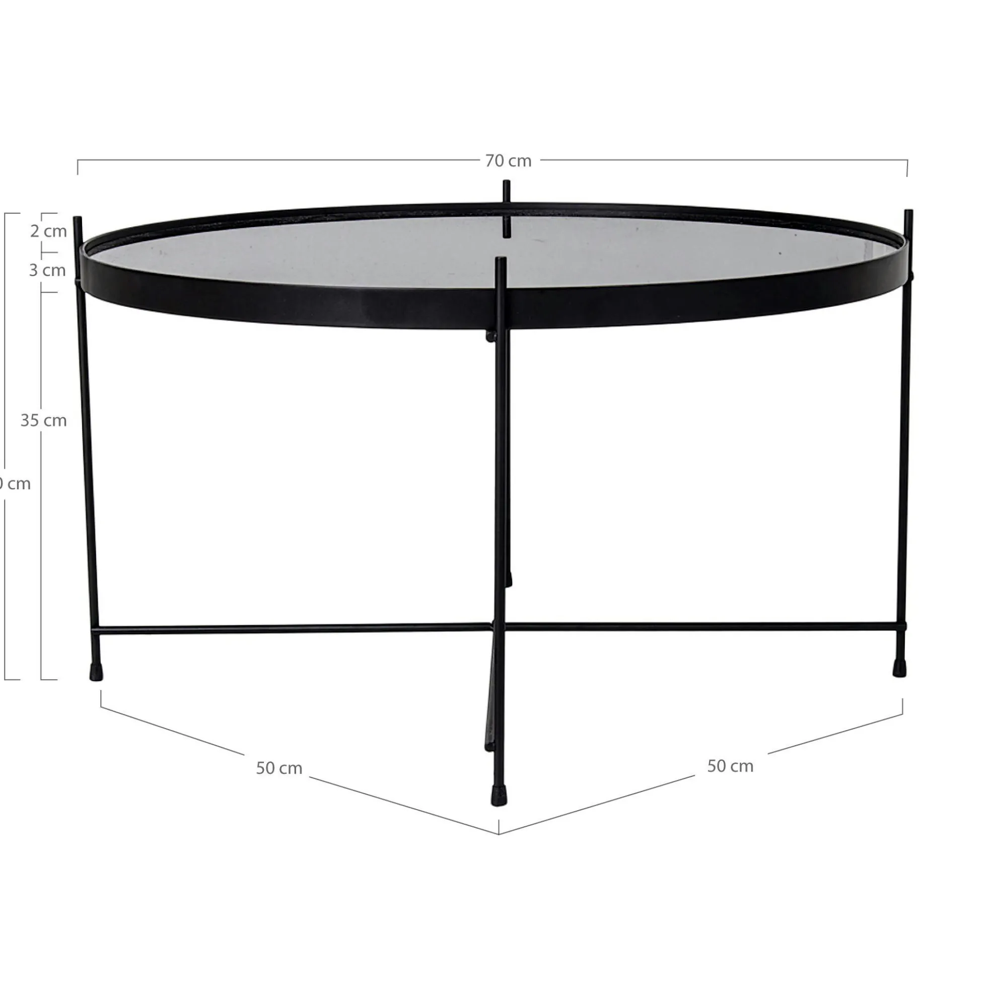 Table basse design verre métal noir ø70 cm TULUM