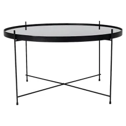Table basse design verre métal noir ø70 cm TULUM