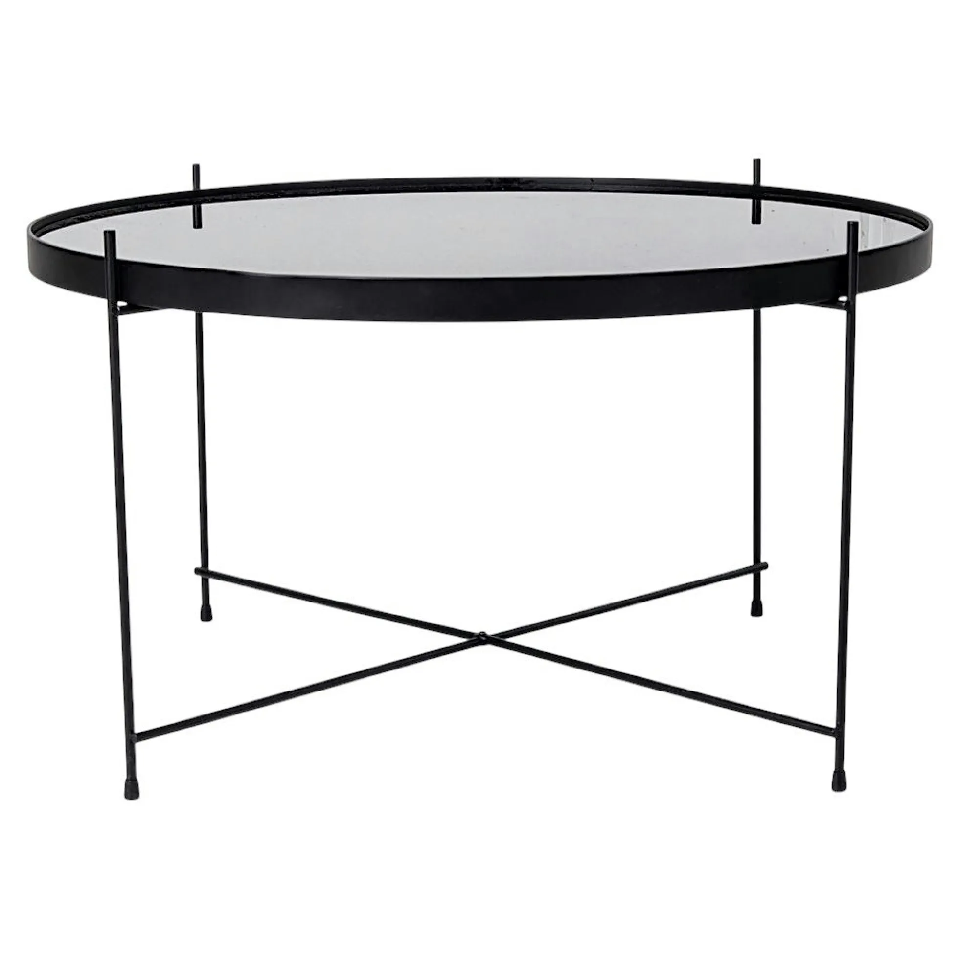 Table basse design verre métal noir ø70 cm TULUM