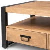 Table basse double plateau bois métal 4 tiroirs MILORA