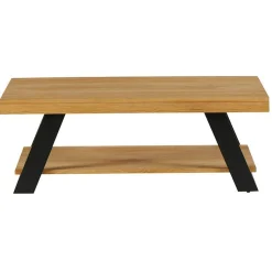 Table basse double plateau en bois de pin massif brossé GREENWICH