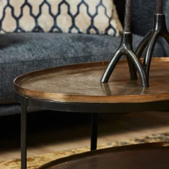 Table basse double plateau fini doré antique KANO