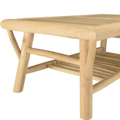 Table basse double plateau rondins de teck naturel MANAK