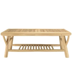 Table basse double plateau rondins de teck naturel MANAK