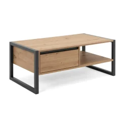 Table basse effet chêne 1 tiroir 1 niche ALVA