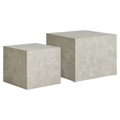 Table basse effet marbre beige - set de 2 cubes design TRINITE