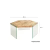 Table basse en bois clair et verre - forme hexagone LHASA
