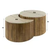 Table basse en bois de manguier et céramique, forme lune (lot de 2) ASCOLI