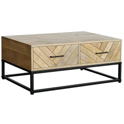 Table basse en bois de manguier 2 tiroirs BRIX