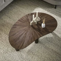 Table basse en bois de teck forme haricot YOGY
